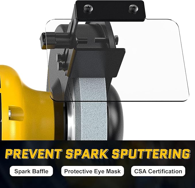 4.8A 3/4HP 8-Inch Bench Grinder, 3600rpm Table Grinder with Two Protective Eye Masks and Two Grinding Wheels Multipurpose Grinders for Metal, Knife, Dental, Amber, Jewelry, Jade