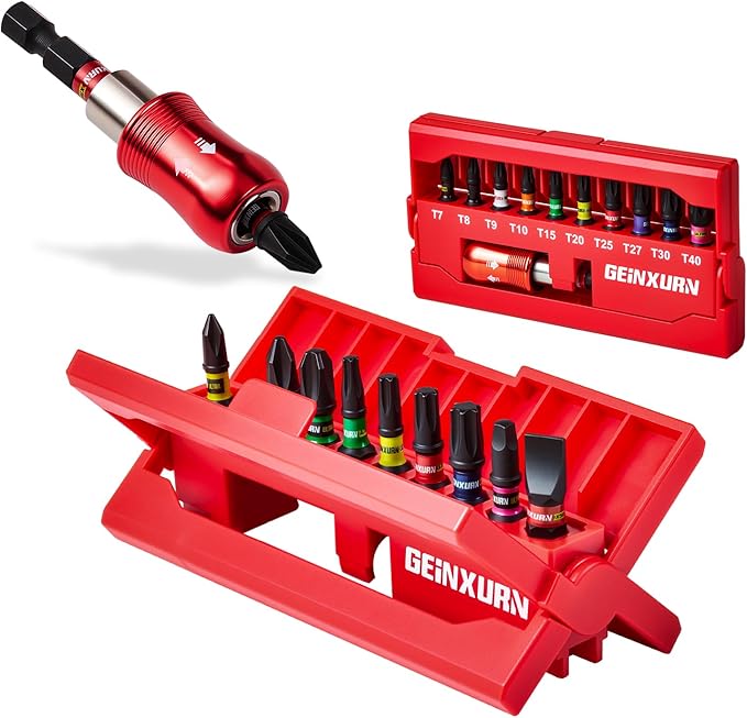 22Pieces Impact Screwdriver Bits Set, Magnetic S2 Steel 1??Phillips/Square/Torx/Slotted Insert Bits Tips,Impact Bit Holder with X-Shape Storage Box Case
