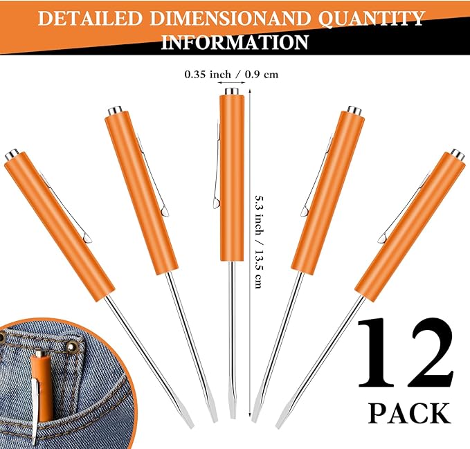 12 Pieces Pocket Screwdriver Mini Tops And pocket magnetic screwdriver with A Single Blade Head for Mechanical, Electrician (orange)