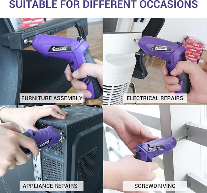 Electric Screwdriver Cordless, 3.6V Cordless Screwdriver Rechargeable, 47Pcs Small Power Screwdriver Set with Pivoting Handle and LED Light, 3Nm Battery Screw Gun for DIY Enthusiasts