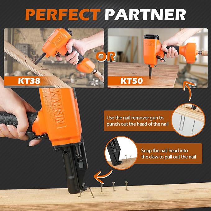 BD70 Pneumatic Nail Puller with Safety Lock, Air-Powered Denailer for Rusty Nails, Pallets & Recycled Wood