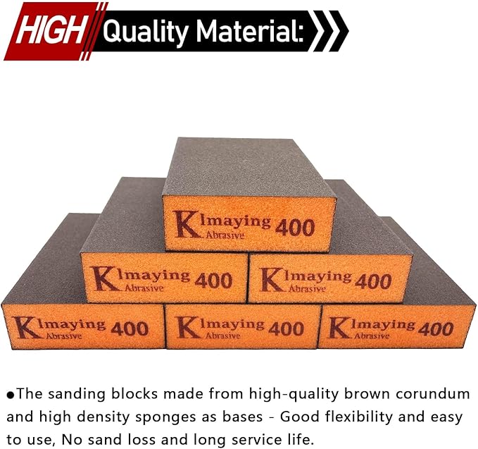 Sanding Sponge, 400 Grit Assortment Sanding Block, Wet and Dry Dual-use Sander Sponges for Drywall Metal, Sandpaper Sponge for Wood, Washable and Reusable