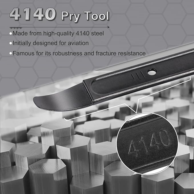 Versatile 23 Ga 4140 Steel Pry Bar Automotive Panel Removal Tool for Removing Auto Trim Interior and Exterior Parts, Gunmetal Gray, Pack of 1