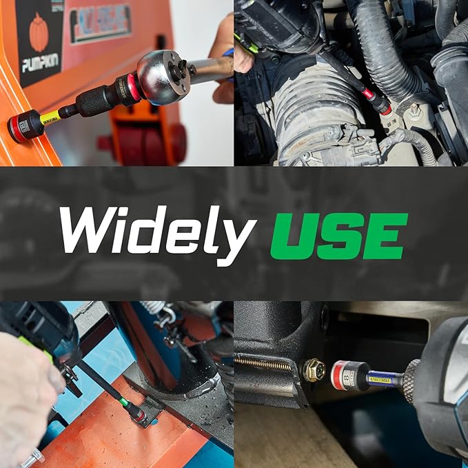 Impact Nut Driver Set, 10 Pieces 2.56???쒵ong 5/16?? Point Alloy Steel Magnetic SAE Nut Setter Set Use For Require Installing 1/4 Hex Shank Impact Driver with Case Box