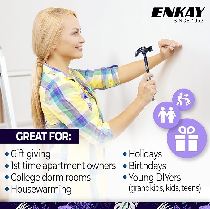 ENKAY - 6 in 1 Floral Hammer and Screwdriver, Multifunction Claw Hammer Tool with Flower Print (Pattern 5)