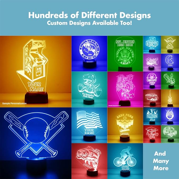 Transportation Custom LED Sign Night Light Lamp with Remote, Light Up Display with Personalized Name or Image, Customized and Made in The USA, Clear Acrylic Design Home Decor with 16 Colors, 4 Modes