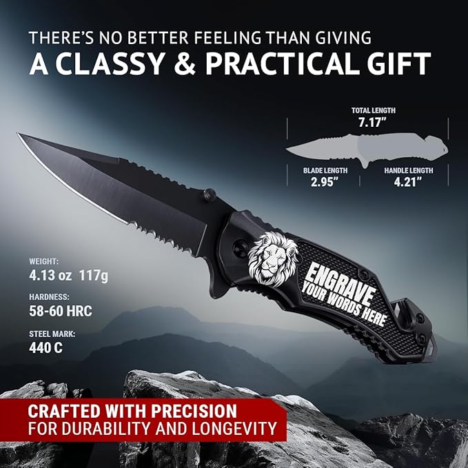GOOD WORKER Legal Pocket Knife with 2.95??Serrated Blade, Glass Breaker, Seat Belt Cutter - EDC Sharp Folding Knives with Portable Clip - Small Tool for Tactical Camping Survival Hiking - Gifts for Men, Women