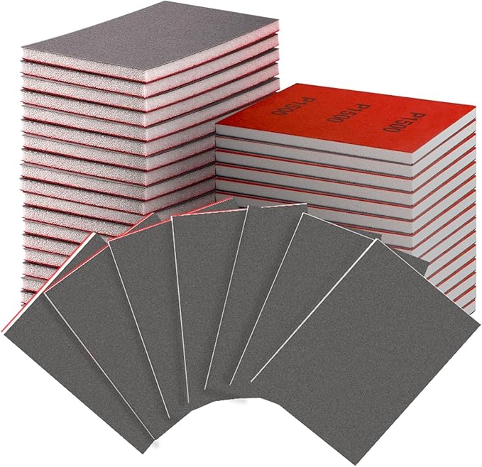 30-Pcs 3x4 Inch 1500 Grit Sanding Sponge Set, Sanding Block, Ultra-Fine Wet/Dry Sandpaper for Wood, Metal, Drywall, Furniture Polishing (1500Grit)