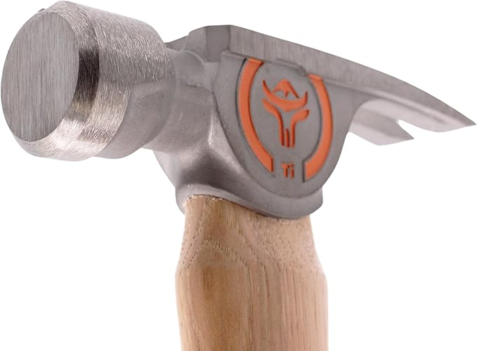 Wrango Tools Titanium Nailing Hammer ??14oz Head, 14.5in Wood Handle, Smooth Face, 38mm Diameter Pole