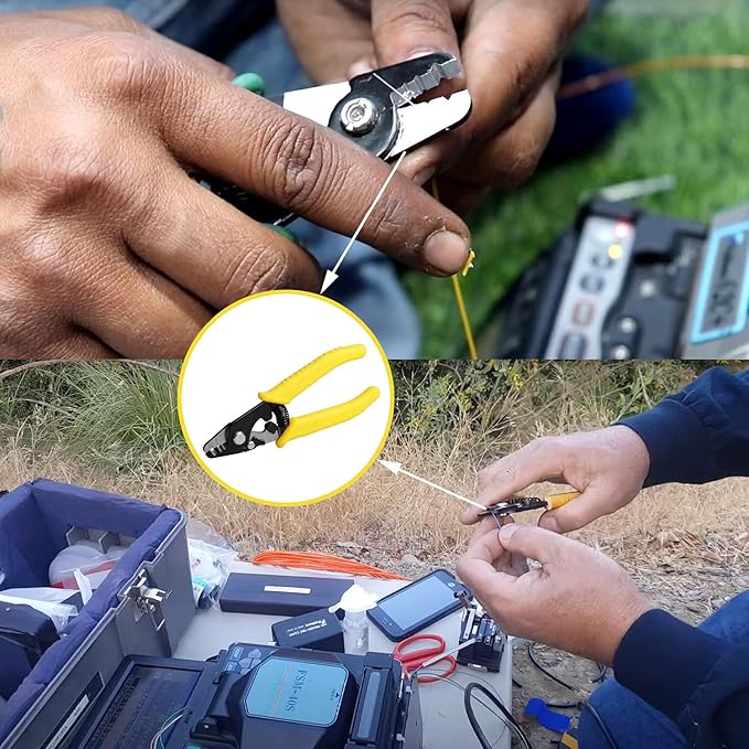 groword 6" Fiber Optic Stripper 3 Hole,Precision Wire Cutter/Wire Stripper for Installers and Electricians,Safe짭 Hurt nm Cable Wire Fiber Strippers with Small Adjustment Wrench
