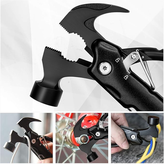 BIIB Gifts for Dad, 12 in 1 Hammer Multitool Camping Essentials, Gifts for Men, Stocking Stuffers for Men, Mens Gifts for Dad Him Husband, Dad Gifts for Mens Who Have Everything, Camping Survival Gear