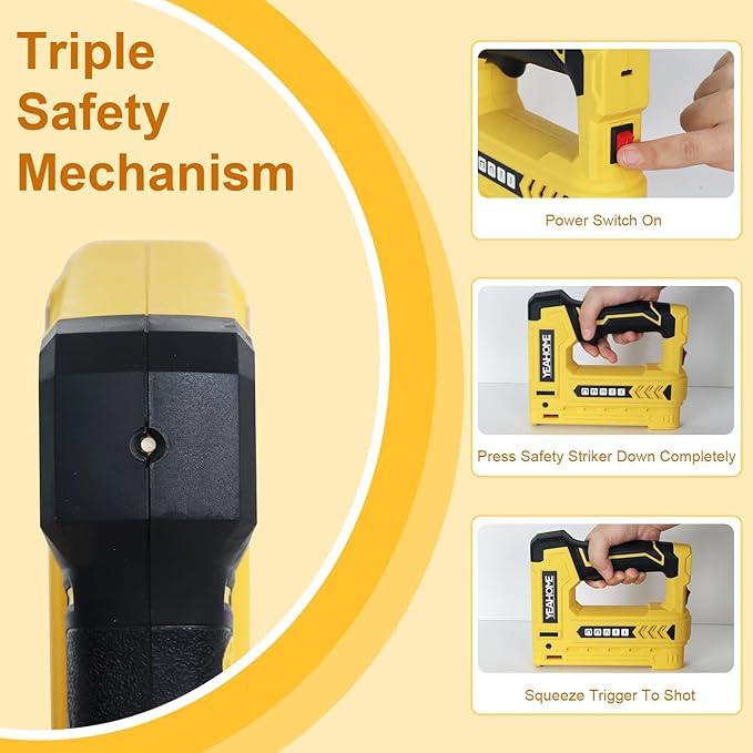 YEAHOME Electric Staple Gun, 5 in 1 Cordless Staple Gun for Upholstery with 1200 5/16" Staples, 600 1/2" U-Shape Staples, 600 19/32??pin Nails, 60019/32??Nails and 1 USB Charger Cable