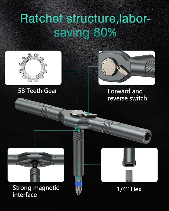 ORIA 74 in 1 Magnetic Screwdriver Set, DIY Ratchet Screwdriver Set with Detachable Handle & Magnet, Multipurpose Repair Tool Kit, Upgraded Version Tools for Phone, Computer, Electronics