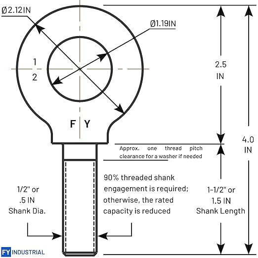 Lifting Shoulder Eye Bolt 1/2"-13 X 1-1/2"