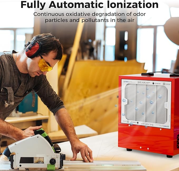 ALORAIR Portable Air Filtration System Built-In Ionizer, 180째 Air Intake (850/1050CFM) Tabletop Dust Collector for Woodworking with Vortex Fan, Air Filter for Garage, Works Shop, Home, Purecare 1050IG