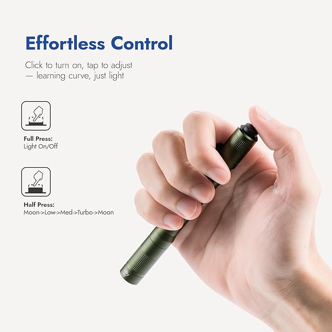 WUBEN PL01 Pen Light, 650 Lumens Pocket EDC Flashlight Rechargeable, Bright LED Pen Flashlight, IP68 Handheld Flash Lights, Compatible 2 AAA Battery for Home, Outdoor, Emergencies, Inspection