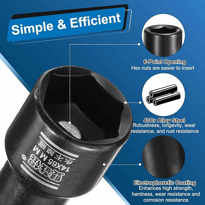 HARFINGTON Nut Driver Drill Bit 8mm Metric Socket 1/4" Hex Shank 2" (50mm) Long Magnetic 6-Point Sockets Quick Change CR-V Steel Bolt Setters for Power Drill Drivers