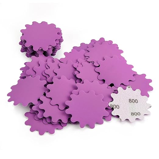 MAXMAN 2 Inch Sanding Discs 50Pcs, Wet Dry Hook and Loop Flex Edge Sanding Discs, 800 Grit Sandpaper, Wavy Sand Paper for Drill and Bowl Sanders, Drill Sanding Attachments, Edge Sanding Tools
