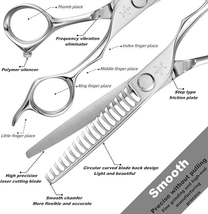 High-end Professional Hair Thinning Scissors Hair Cutting Teeth Shears Barber Hairdressing Texturizing Scissors Extremely Very Sharp 6.3 Inch Dynamic Steel Alloy For Men Women Salon & Home