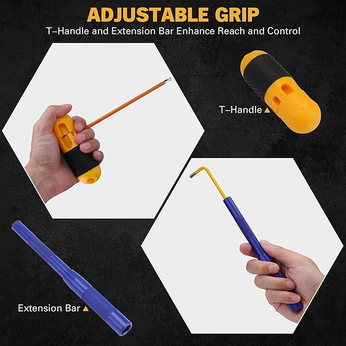 ELEAD Allen-Wrench Hex Torx Key Set: 29-Piece Rainbow Colored Allen Key Set, Long Arm Ball End, Metric SAE Standard Torx Star Wrenches with T-Handle and Extension Bar