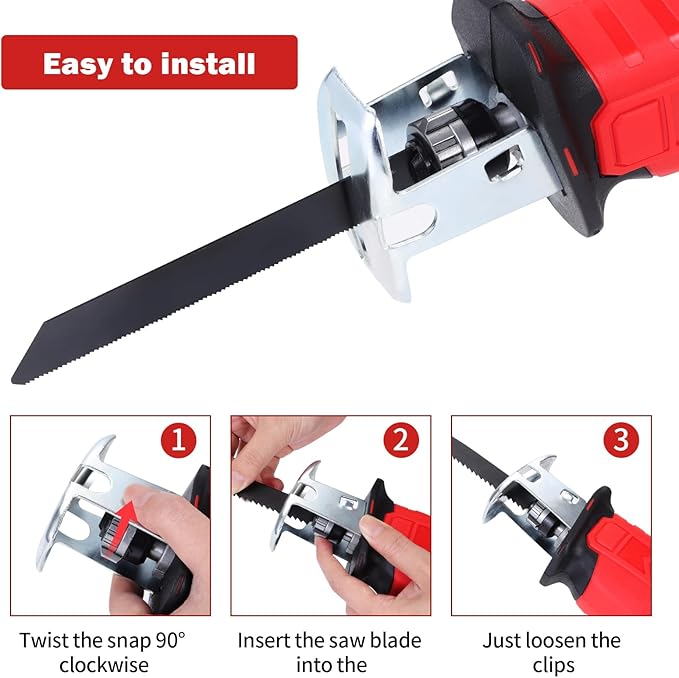 Cordless Reciprocating Saw | 21V 2000mAh * 2 Batteries, 3000RPM, 28mm Stroke Length, 4 Blades | Electric Power Reciprocating Saw for Wood Cutting