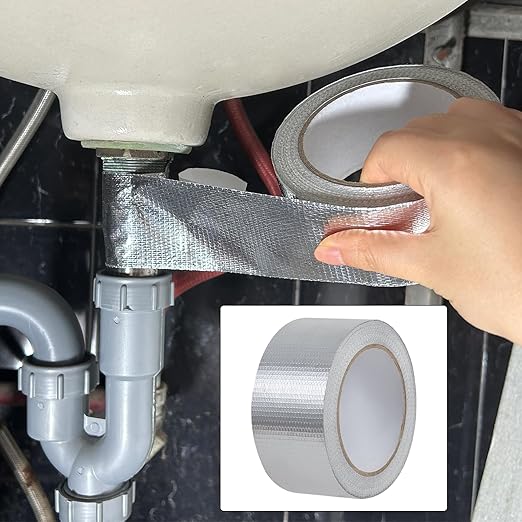 Aluminum Foil Tape - 2 Inch X 66 Feet, 5.91 Mil Thick Fiberglass Reinforced High Temperature Heat Shield Tape for HVAC, Hose and Auto Use