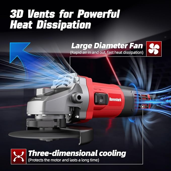 Angle Grinder, 7.5-Amp 4 1/2 inch Electric Grinder Power Tools 12000 RPM with Cutting and Grinding Wheels, Flap Disc and Auxiliary Handle for Cutting, Grinding, Polishing, M14 Thread