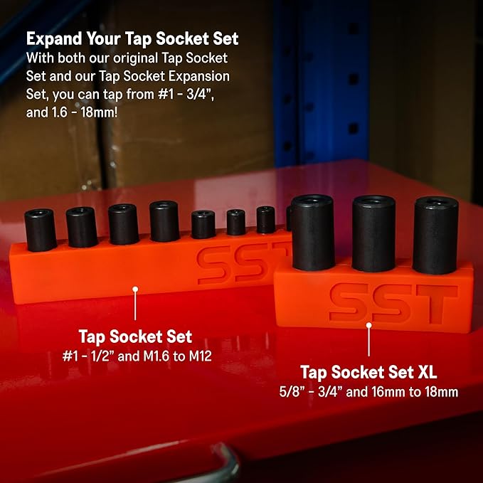 SST - Tap Socket Wrench - 3-Piece Adapter Set - Snug, Secure, & Durable - Easy Storage & Organization - Fits All Number & Fractional M.C.T.I. Standard Taps - Up to 1/2" - Designed in the USA
