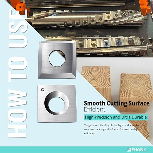 15mm Arc-Edge Square Carbide Inserts, for Helical Cutterhead Replacement Cutter Knives, Fits Spiral Planer Blades, Wood Lathe Turning Tools, 10 pcs (15x15x2.5-30째-R150)