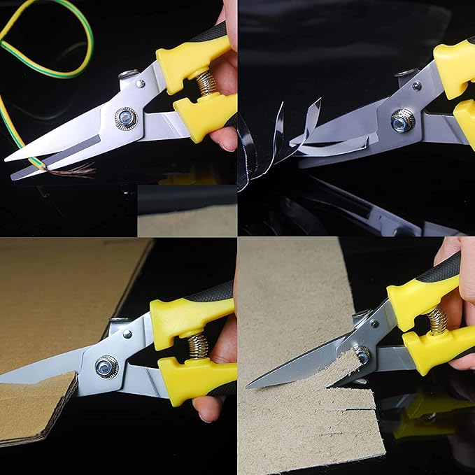 Metal Cutter 8 Inch Tin Snips Set, Stainless Steel Blade & Comfort Grips, Multifunction Cutting of Branches, Thin Iron, Cardboard etc.. (Right Hand)