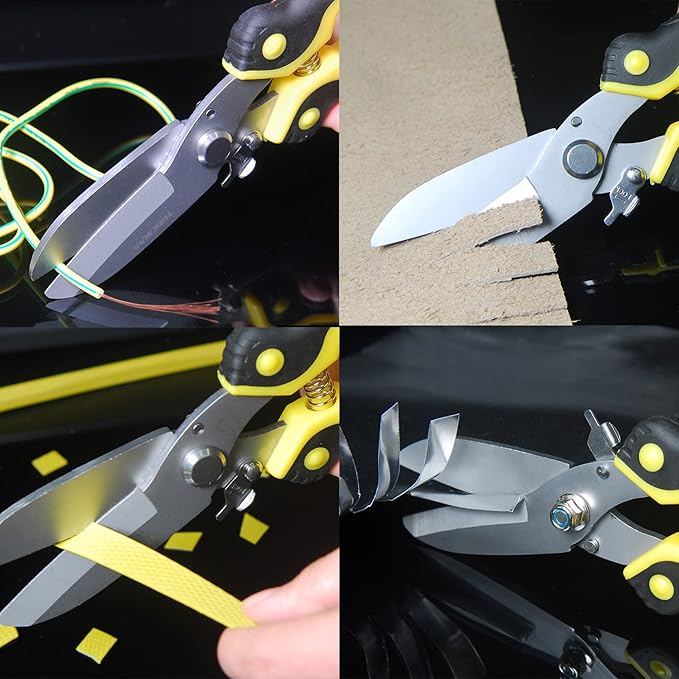 Aviation Tin Snips 9 Inch Heavy Duty Metal Cutter, Straight Shears with Stainless Steel Blade & Comfort Grips, Multifunction Cutting of Branches, Cable Wires, Thin Iron