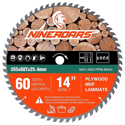 14 Inch 60-Teeth Saw Blade for Cutting Wood, Plastic Laminate and Composite Materials Wood Cutting Disc