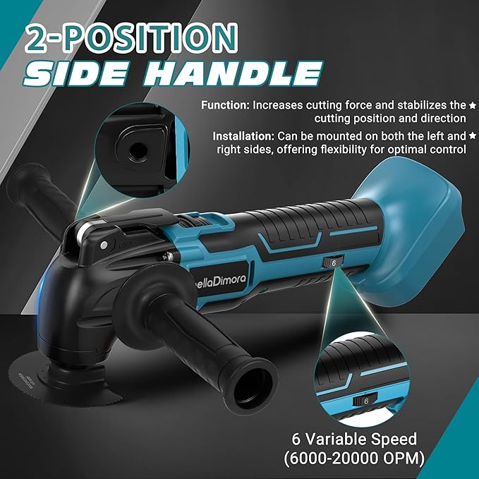Cordless Oscillating Multi Tool Compatible with Makita 18V Battery(Battery Not Included), Cordless Oscillating Tool Brushless Motor, 6 Variable Speeds, 23-Piece Kit for Cutting, Sanding, Scraping