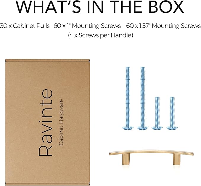 Ravinte 30 Pack | 5-3/16'' Curved Cabinet Pulls Champagne Bronze Kitchen Drawer Pulls Arch Cabinet Handles 5-3/16?쒵ength, 3??Hole Center