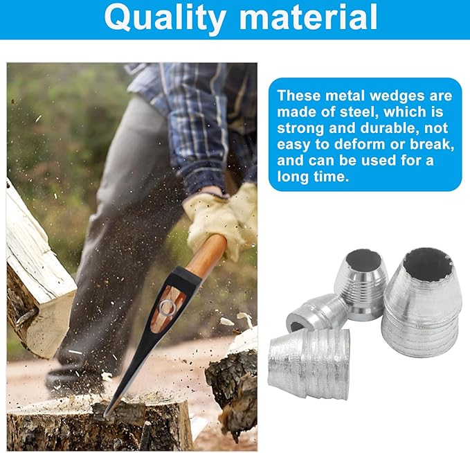 Waziaqoc 20 Pcs Safety Round Handle Wedges, Round Axe Handle Wedge, Hammer Handle Steel Wedge Mauls Handle Wedge Kit for Axe Claw Hammer Sledge (0.31/0.39/0.47/0.55 Inch)