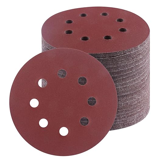 100 PCS 5 Inch Sanding Discs 240Grit, Round Hook and Loop Sandpaper for Random Orbital Sander