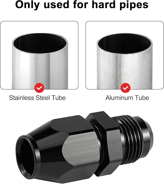 EVIL ENERGY 8AN Male to 1/2" Hardline Compression Fitting Adapter Aluminum Black