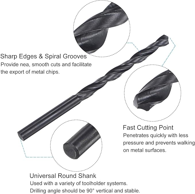 uxcell Tap and Drill Bit Set, 1/4-20 UNC Thread Tap & 3/16" Black Oxide Twist Drill Bit, Straight Flute Tap Tapping Threading Repair Tool Kit