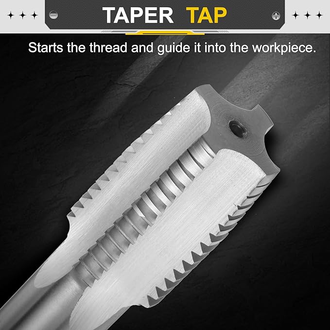 uxcell Hand Taper Tap 1-1/4"-7 BSW Thread Taper Style Taps Straight Flute Screw Tapping Threading Tool High Speed Steel HSS6542