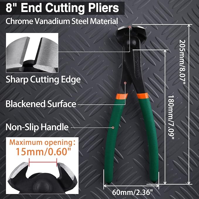 SPEEDWOX 8-Inch End Cutting Pliers Nail Puller End Cutting Nippers Nail Remover Tools Staple Puller Nippers Tool Nail Puller Tool For Carpenter Wire Cutting End Snips For Pulling Nails Cutting Wires