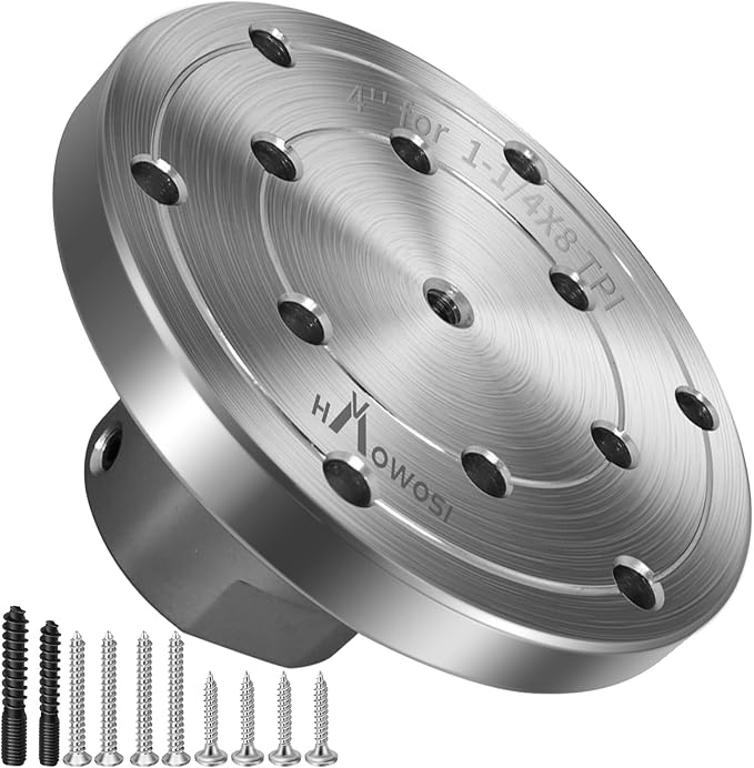 Wood Lathe Steel Faceplate 4",Faceplate for Wood Lathe,Lathe Face Plate Fit for 1-1/4" x 8TPI Spindle with Screwchuck