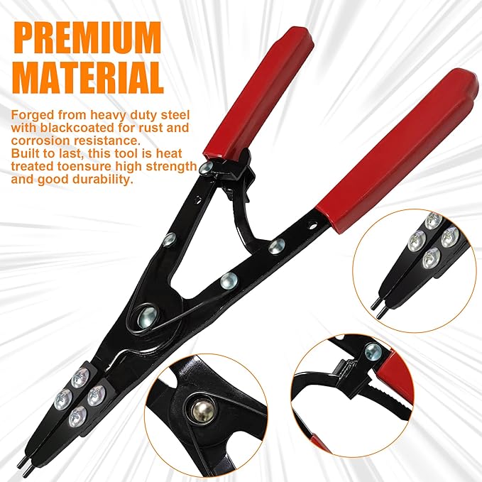 38700 Spindle Snap Ring Pliers Internal External, 10" Large Snap Ring Pliers Heavy Duty Circlip Pliers Car Repair Tools Kit for for Ford SD Uninstall Remove Tools with Ratchet Locking 2025 Upgraded