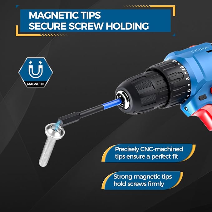 23PCS 4" Hex Bit Set, Metric & SAE Allen Wrench Drill Bit Set, 1/4" Hex Shank S2 Steel Magnetic Allen Key Bits with 60mm Quick Release Bit Extension for Power Drill Screwdriver Impact Driver