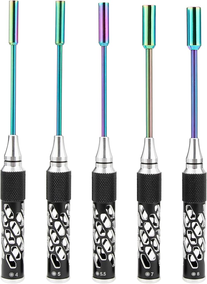 MEUS RACING RC Hex Screwdriver Nut Driver Tool Set for 1/6 1/8 1/10 SCX6 SCX10 TRX4 RC Crawler Car (Type E)