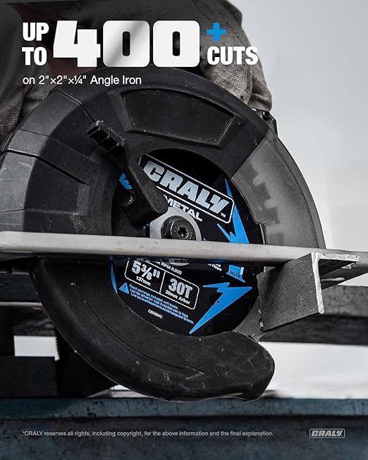 CRALY 5-3/8 Inch 30 Teeth Steel and Ferrous Metal Cutting Circular Saw Blade, 20 mm Arbor, Thin Kerf, Professional Carbide Tipped Blade for Angle Iron, Threaded Rod, EMT Conduit, 3-Pack(C0530MC-3)