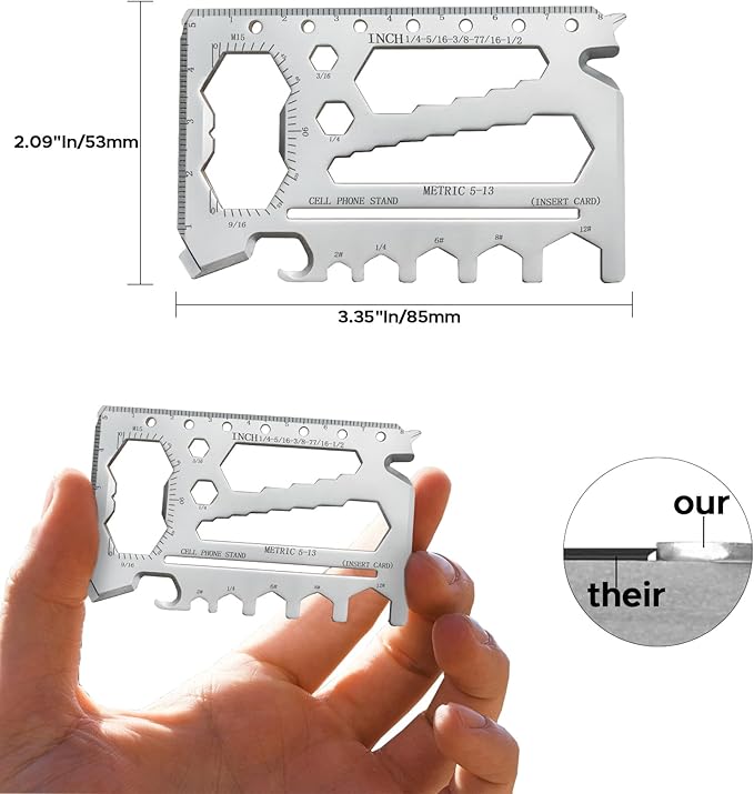 40-in-1 Credit Card Multitool ??TSA Compliant EDC Tool Card, Slim Pocket Survival Wallet Tool(Silver, Single)