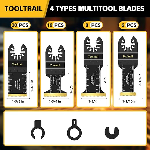 50 PCS Oscillating Tool Blades for Metal,Universal Multi Tool Blades Kits for Metal Nails Wood and Plastic,Titanium Oscillating Saw Blades Fit Dewalt Ryobi Milwaukee Rockwell