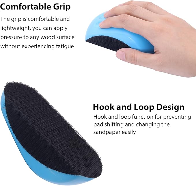 Hook and Loop Sanding Blocks Set, Round and Mouse Hand Sanding Block for Wood Furniture Car and Crafts, 4PCS