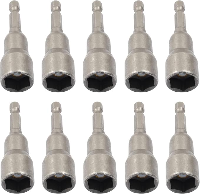 Litoexpe 10 Pcs 1/2 Inch Hex Magnetic Power Hex Nut Driver Magnetic Extension Socket Drill Bit Set, Quick Change Socket Nut Impact Driver for Electric Drill