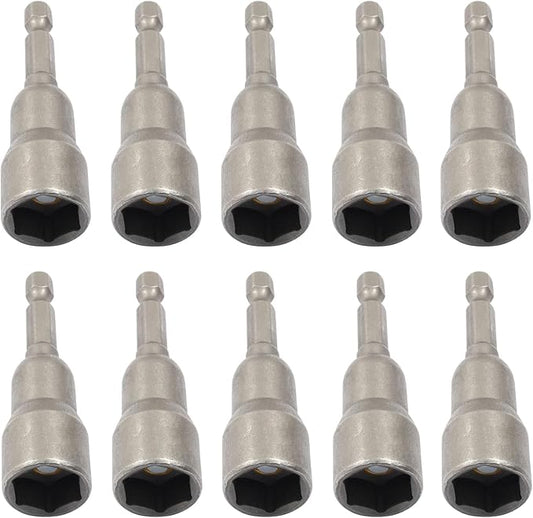 Litoexpe 10 Pcs 1/2 Inch Hex Magnetic Power Hex Nut Driver Magnetic Extension Socket Drill Bit Set, Quick Change Socket Nut Impact Driver for Electric Drill